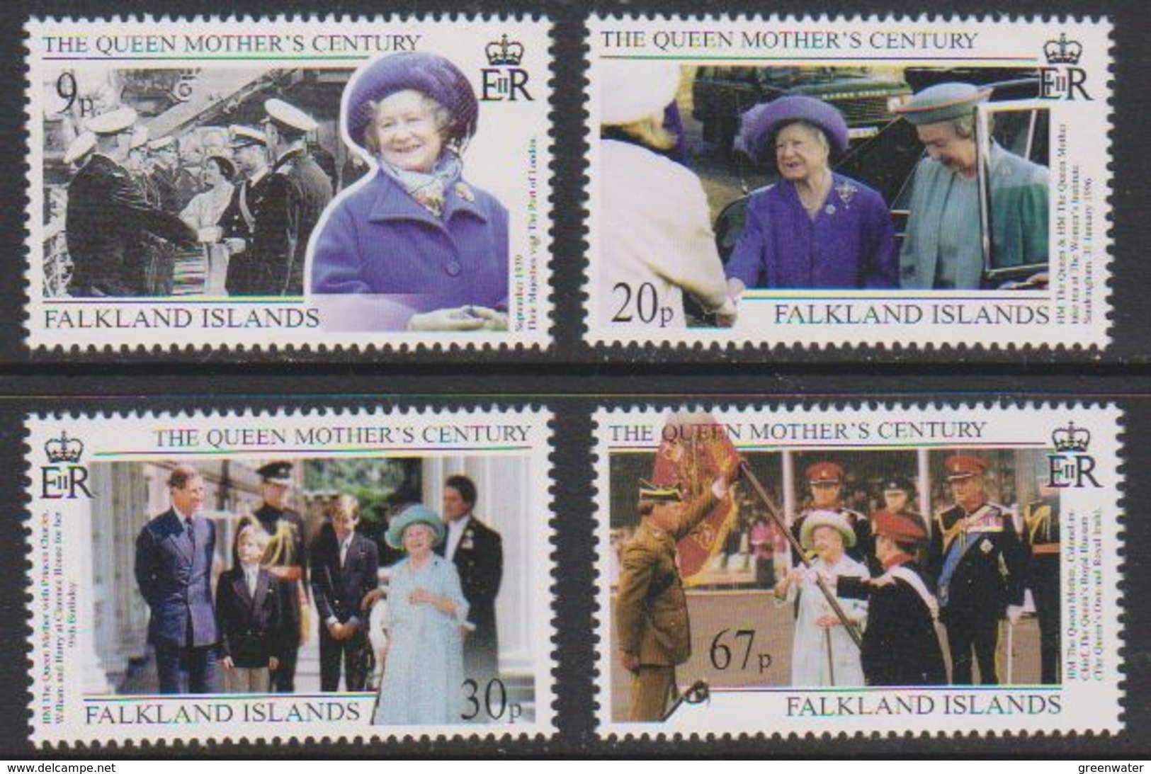 Falkland Islands 1999 Queen Mother's Century 4v ** Mnh (39632) - Falklandinseln