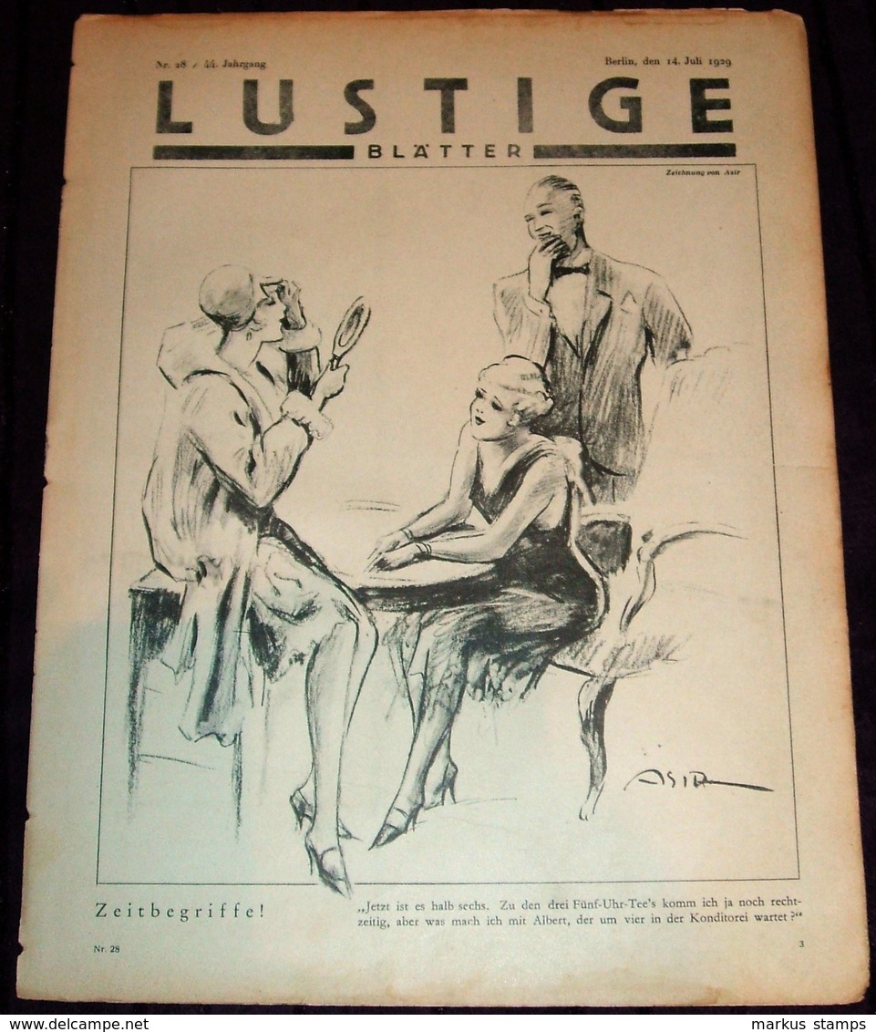 1929 Lustige Blätter - Lot Of 4 Original Humor Magazines (no Covers), Comics, Satire - Otros & Sin Clasificación