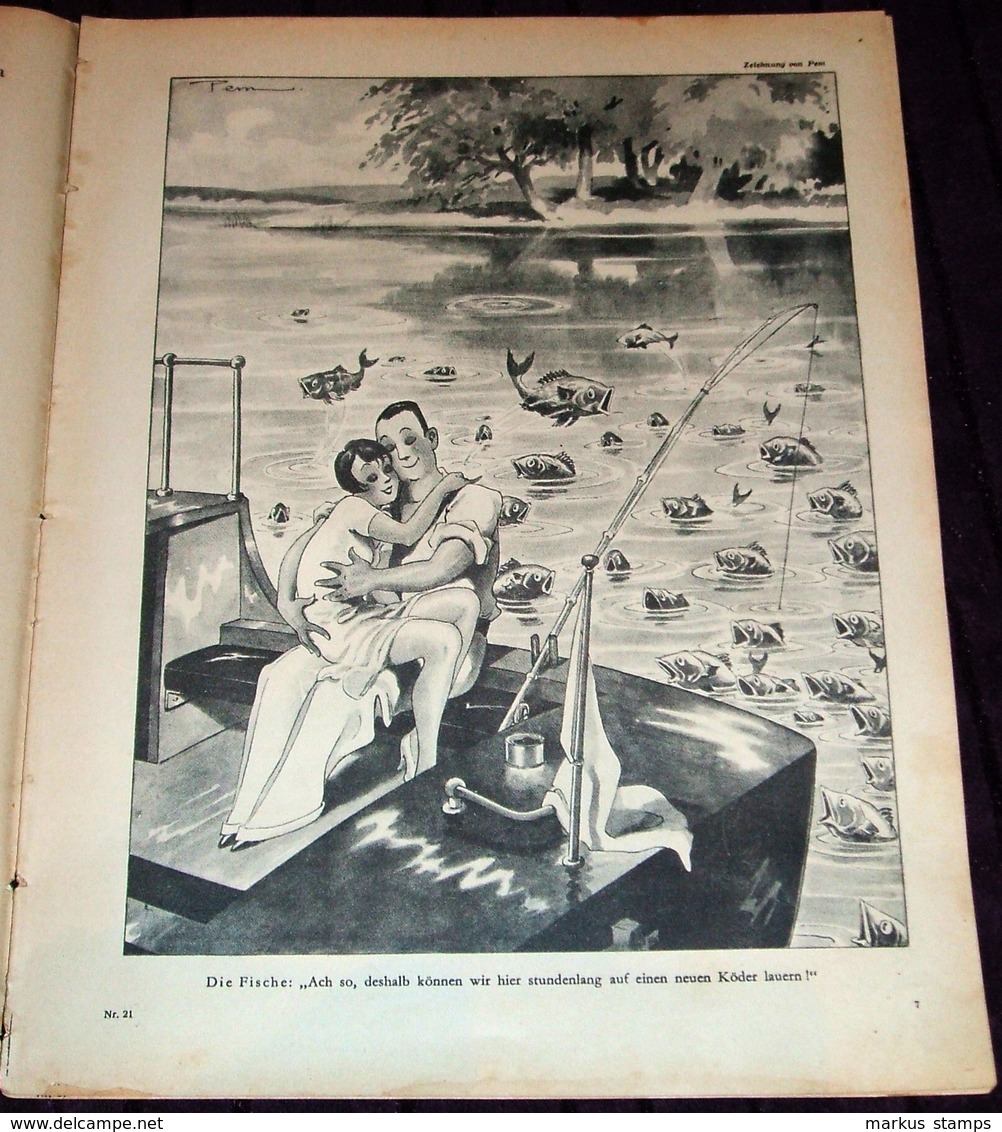 1929 Lustige Blätter - Lot of 4 original humor magazines (no covers), comics, satire