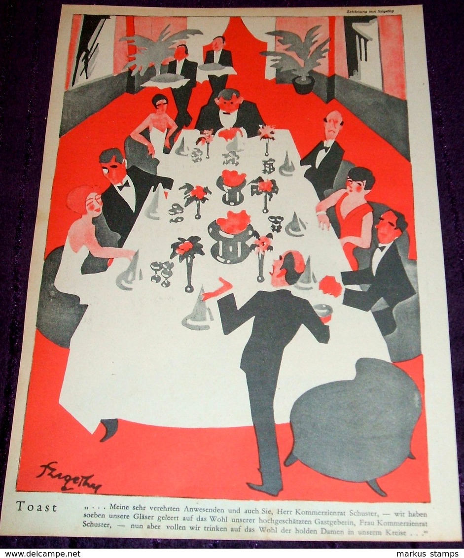 1929 Lustige Blätter - Lot Of 8 Original Lithograph Prints, Comics Art Deco - Autres & Non Classés