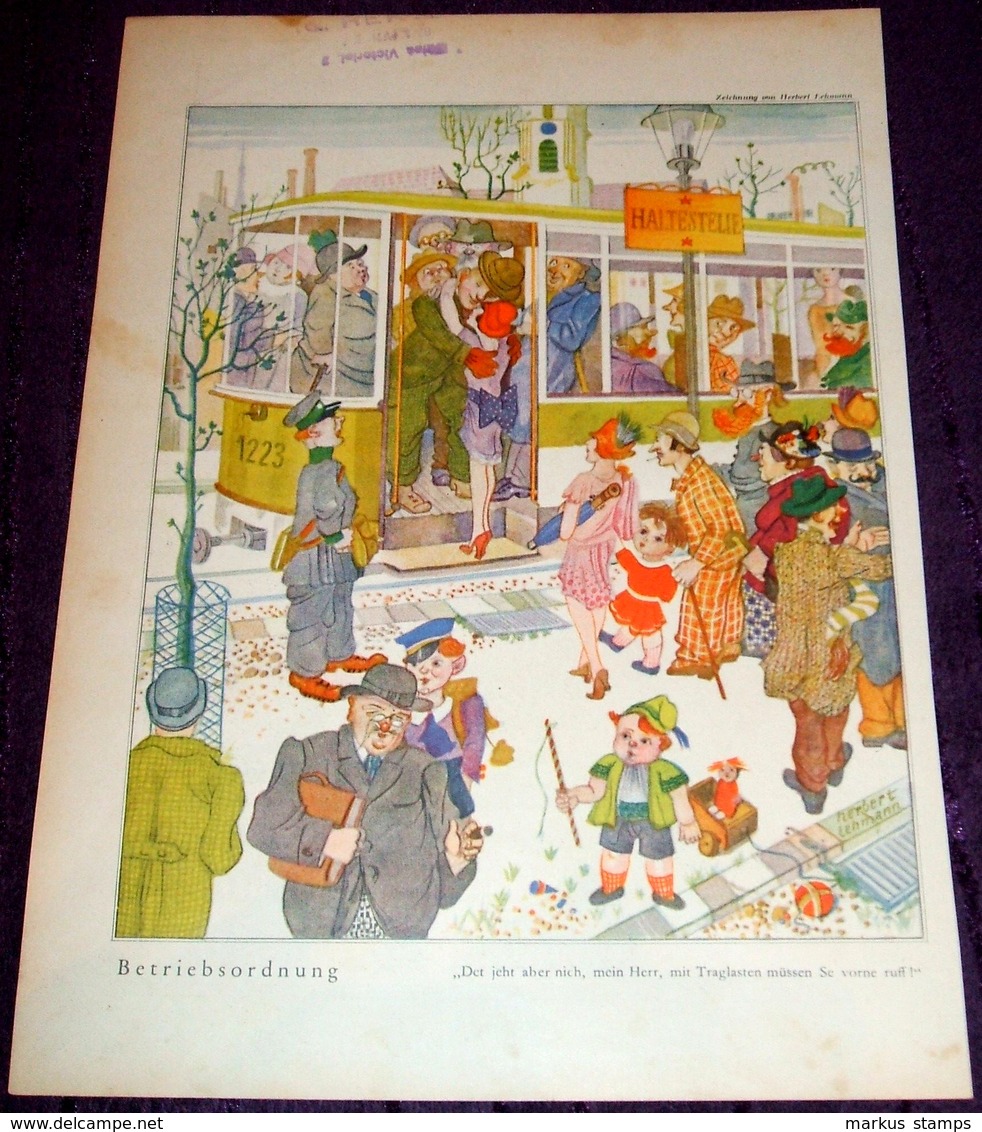 1929 Lustige Blätter - Lot Of 8 Original Lithograph Prints, Comics Art Deco - Otros & Sin Clasificación