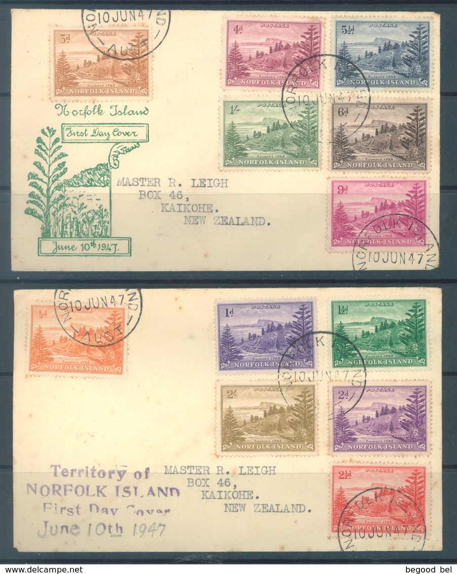 NORFOLK ISLAND - FDC - 10.6.1947 - BALL BAY  - Yv 1-12- Lot 17604 - Ile Norfolk