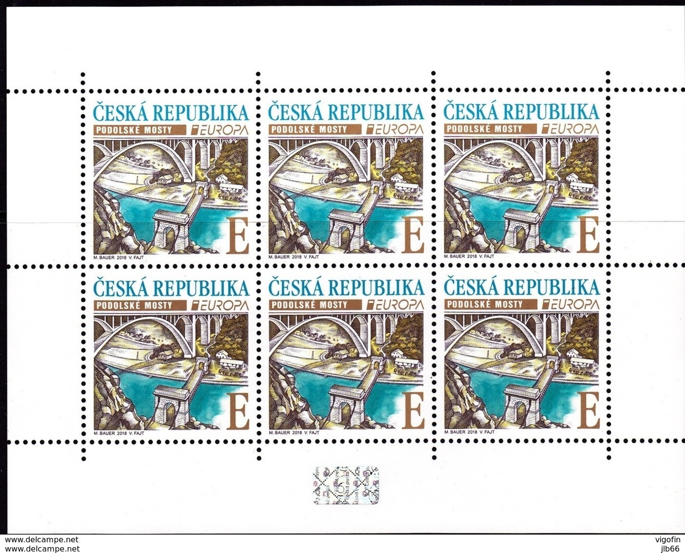 2018 Yvert 882 EUROPA En Feuillet De 6 Timbres : Les 2 Ponts De PODOLSKO Sur La Vltava (à Chaînes Et En Arc ) - Nuovi