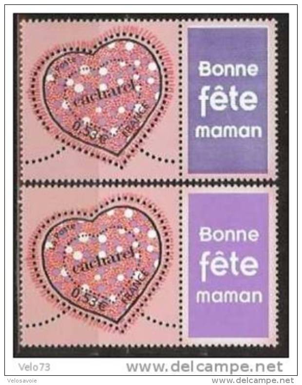 N° 3747A PERSONNALISE BONNE FETE MAMAN VARIETE UN BLEU FONCE ET UN VIOLET ** - Autres & Non Classés