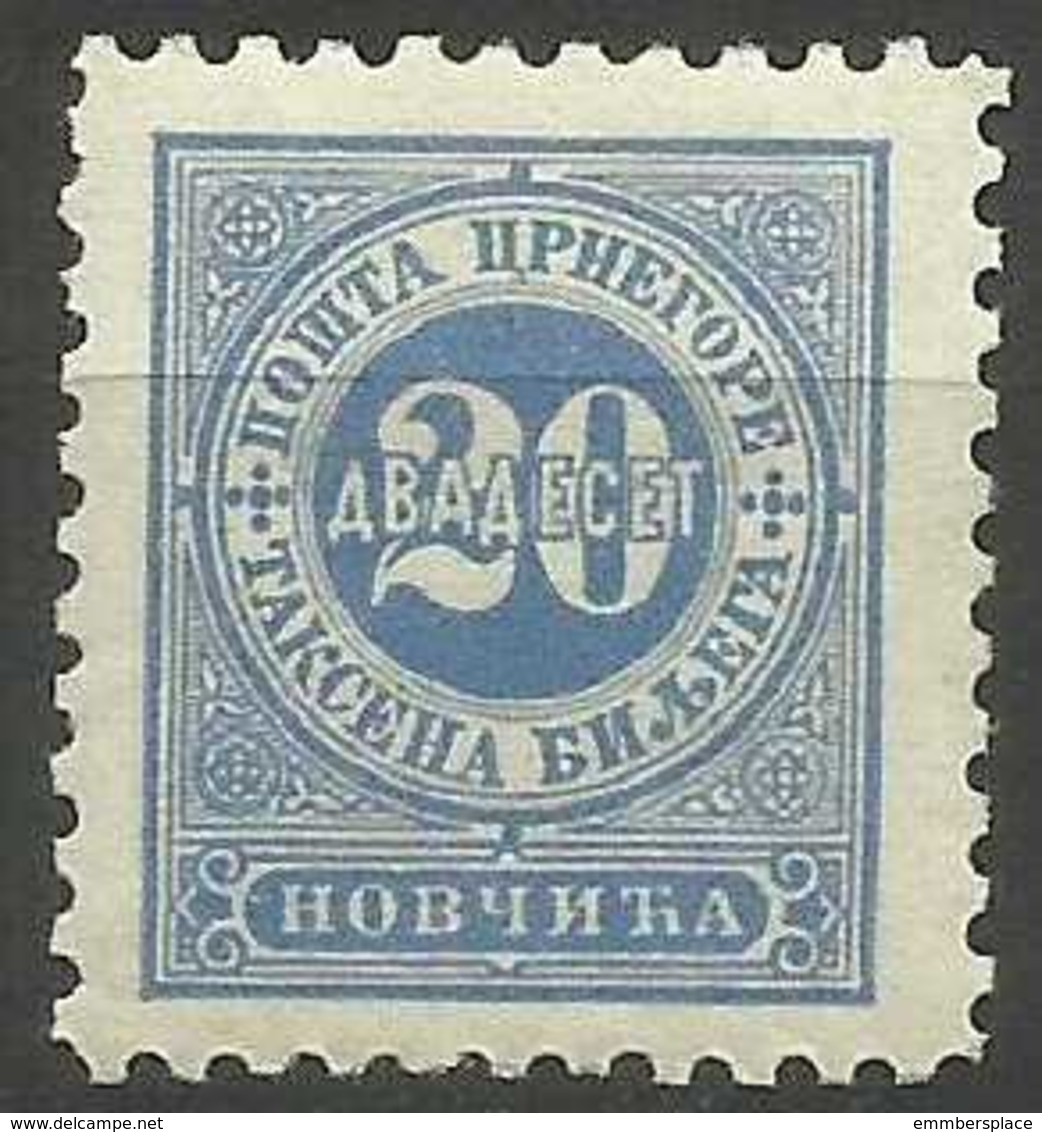 Montenegro - 1894 Postage Due 20n MLH  Sc J6 - Montenegro
