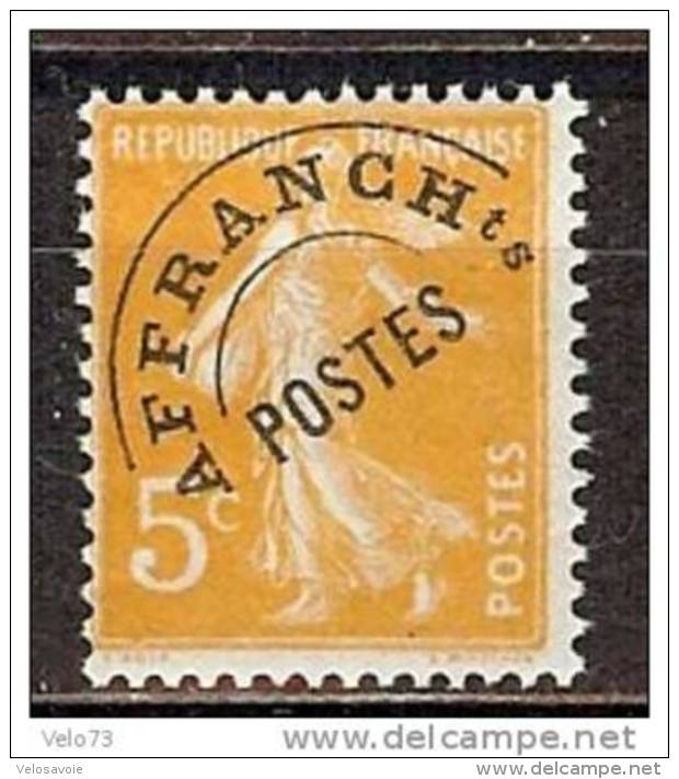 PREOBLITERE N° 50 SEMEUSE 5c ORANGE ** - 1893-1947