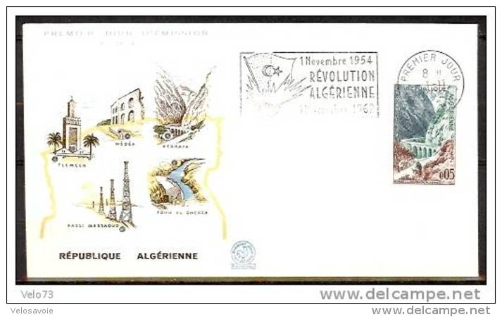 ALGERIE N° 364 OBLITERE MECANIQUE PJ DU 1/11/62 SUR ENVELOPPE ILLUSTREE - Autres & Non Classés