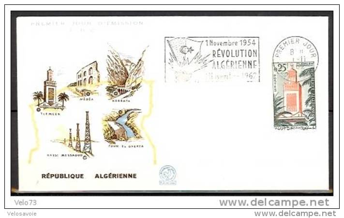 ALGERIE N° 366 OBLITERE MECANIQUE PJ DU 1/11/62 SUR ENVELOPPE ILLUSTREE - Other & Unclassified