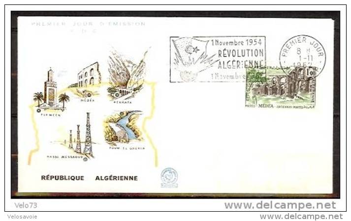 ALGERIE N° 368 OBLITERE MECANIQUE PJ DU 1/11/62 SUR ENVELOPPE ILLUSTREE - Autres & Non Classés