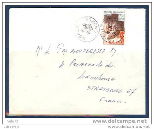 COMORES N° 38 SUR LETTRE DE MORONI DU 18/1/66 - Covers & Documents