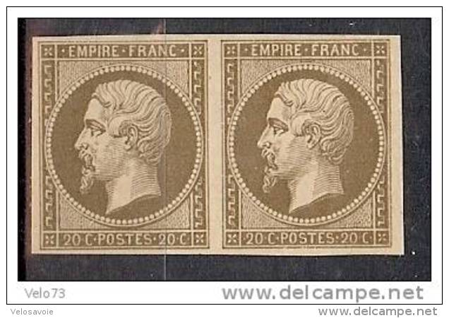 ESSAI NAPOLEON 20c EN PAIRE BISTRE FONCE NEUF SANS GOMME - Autres & Non Classés