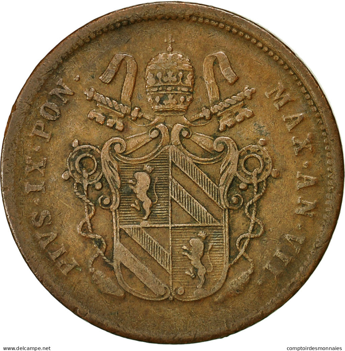 Monnaie, États Italiens, PAPAL STATES, Pius IX, 2 Baiocchi, Muraiola, 1853 - Vaticano (Ciudad Del)