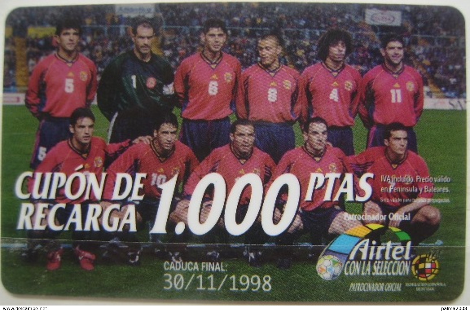 AIRTEL - SELECCION ESPAÑOLA DE FUTBOL - USADA 1ª CALIDAD - A549 - Airtel