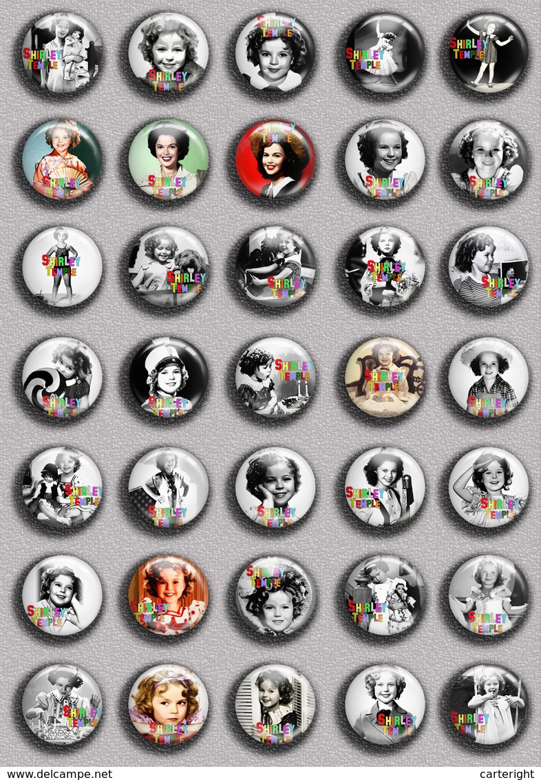 Shirley Temple Movie Film Fan ART BADGE BUTTON PIN SET 1 (1inch/25mm Diameter) 35 DIFF - Filmmanie