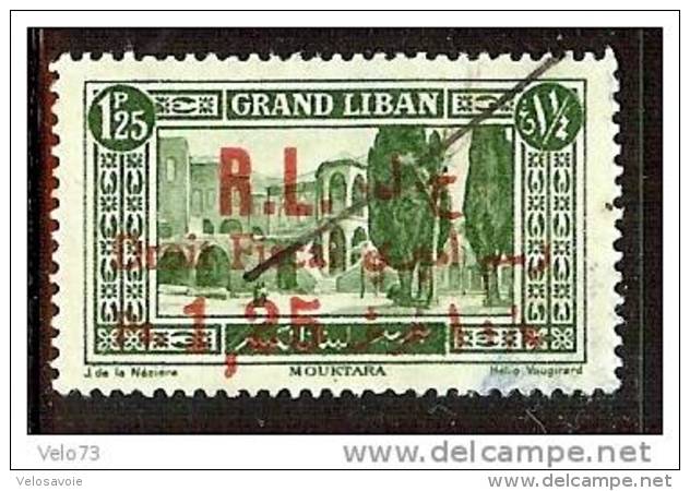 GRAND LIBAN N° 55 SURCHARGE DROIT FISCAL ROUGE 1,25Ps OBLITERE - Andere & Zonder Classificatie