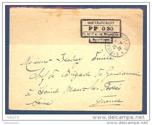 ST PIERRE LETTRE AVEC CACHET GOUVERNEMENT PP 030 DU 26/04/26 - Covers & Documents