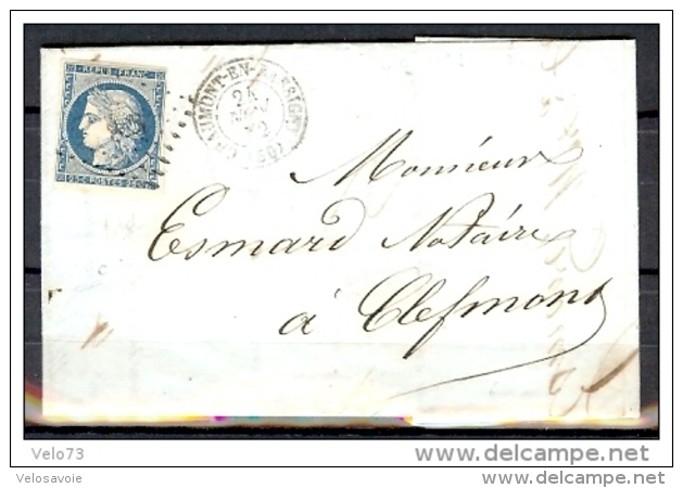 N° 4 VARIETE SANS FILET DU BAS OBLITERE PC  DE CHAUMONT EN BASSIGNY SUR LETTRE - 1849-1850 Cérès