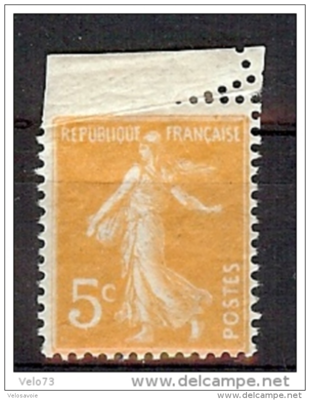 N° 158 SEMEUSE 5c ORANGE AVEC  TB VARIETE DE PIQUAGE RARE * - 1906-38 Sower - Cameo