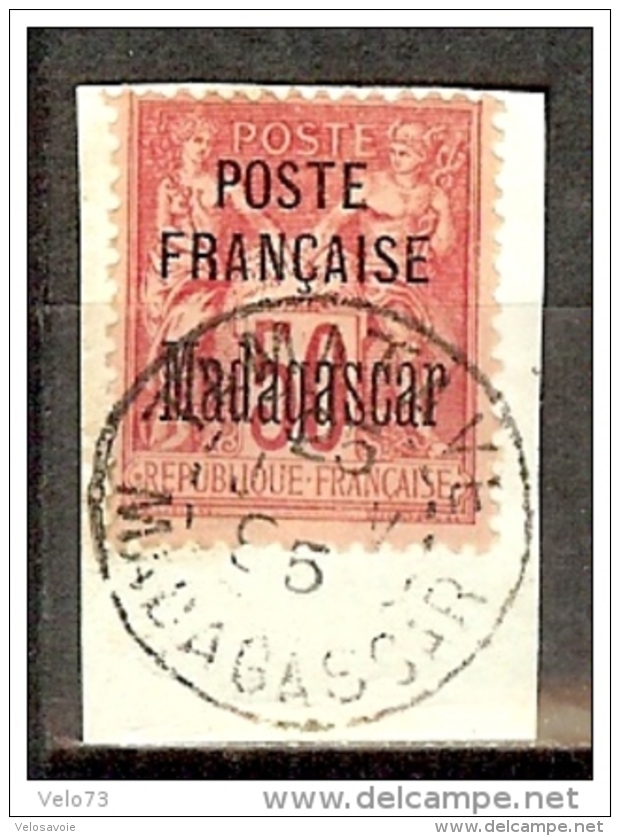 MADAGASCAR N° 19 OBLITERE SUR FRAGMENT  SIGNE SCHELLER - Used Stamps