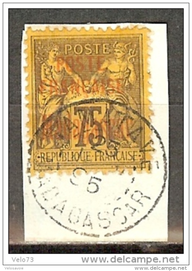 MADAGASCAR N° 20 OBLITERE SUR FRAGMENT  SIGNE SCHELLER - Used Stamps