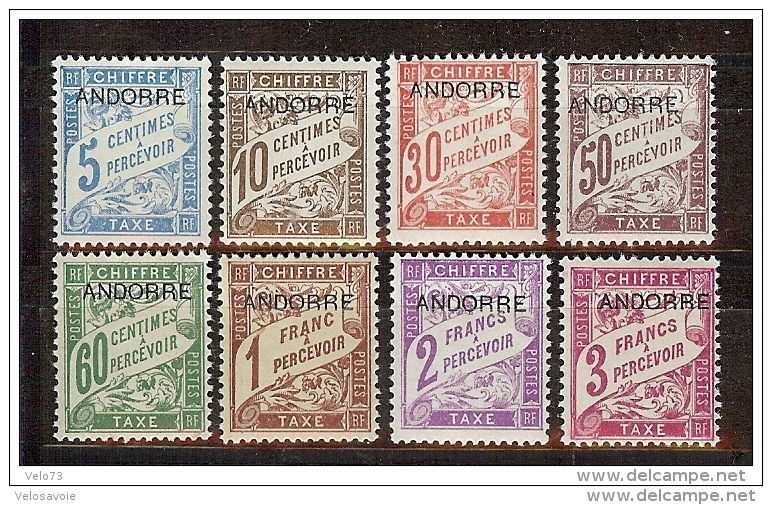 ANDORRE TAXES N° 1/8 * - Unused Stamps