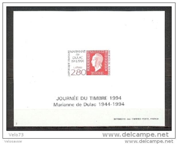 N° 2864 JOURNEE DU TIMBRE 1994 EN BLOC FEUILLET GOMME NON DENTELE ** - Prove Di Lusso