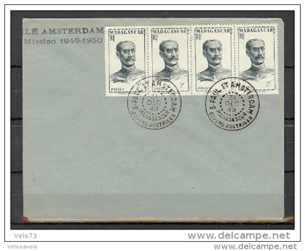 LETTRE TAAF TIMBRES DE MADAGASCAR OBLITERES ST PAUL ET AMSTERDAM DU 31/12/49 - ...-1955 Préphilatélie