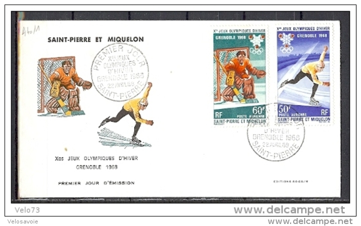 ST PIERRE PA 40/41 JEUX OLYMPIQUES DE GRENOBLE SUR ENVELOPPE PJ ILLUSTREE - Lettres & Documents