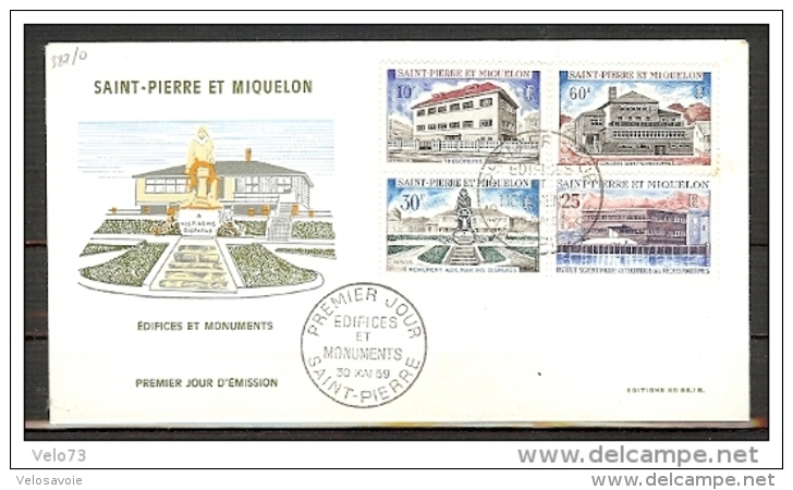 ST PIERRE N° 387/390 SUR ENVELOPPE PJ ILLUSTREE - Storia Postale