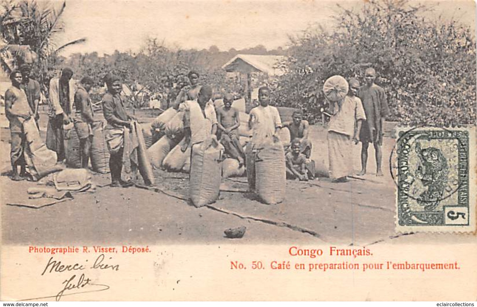 Thème  :  Café Thé Chicorée: Congo Français.  Café En Préparation Pour L Embarquement     (voir Scan - Sonstige & Ohne Zuordnung