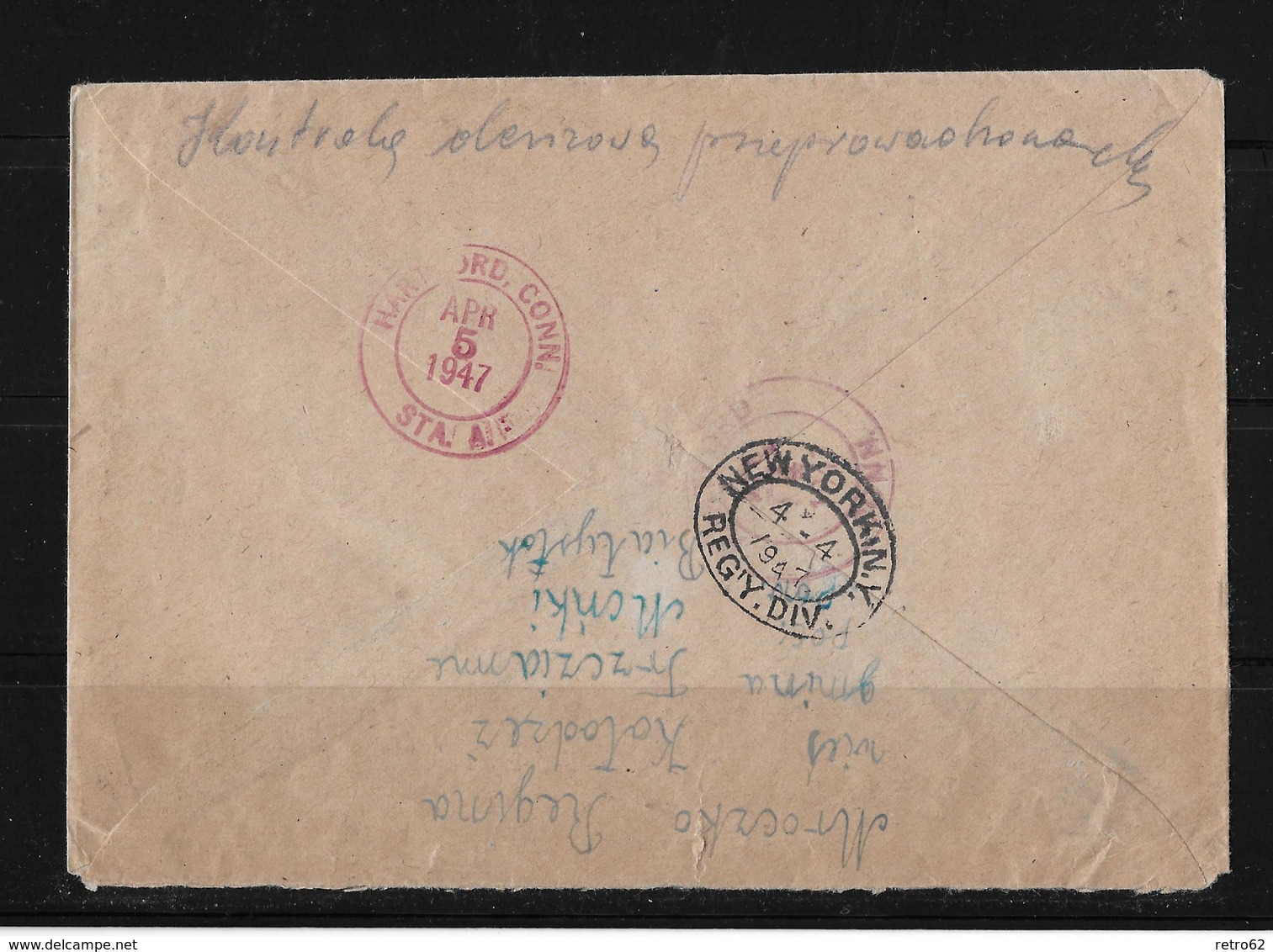 1947 Poland → Postage Paid 40 Zt On Registered Airmail Minki Letter Cover To US - Flugzeuge