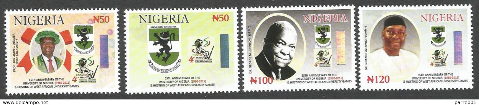 Nigeria 2015 West African University Games Football Hockey Championship President Hologram MHN Mint Set - Nigeria (1961-...)