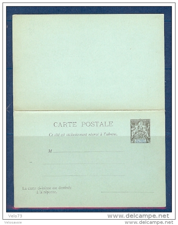 ANJOUAN ENTIER POSTAL TYPE GROUPE 10c AVEC REPONSE PAYEE NEUF TTB - Cartas & Documentos