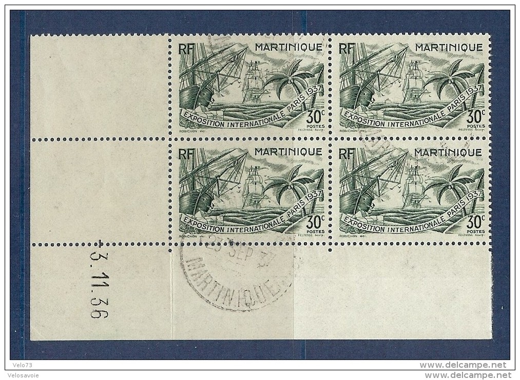 MARTINIQUE N° 162 EXPO PARIS 1937 EN COIN DATE OBLITERE DE 1937 - Used Stamps