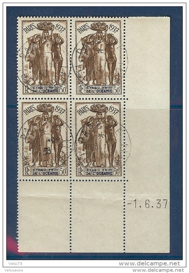 OCEANIE N° 124 EXPO PARIS 1937 EN COIN DATE OBLITERE DE PAPEETE - Used Stamps