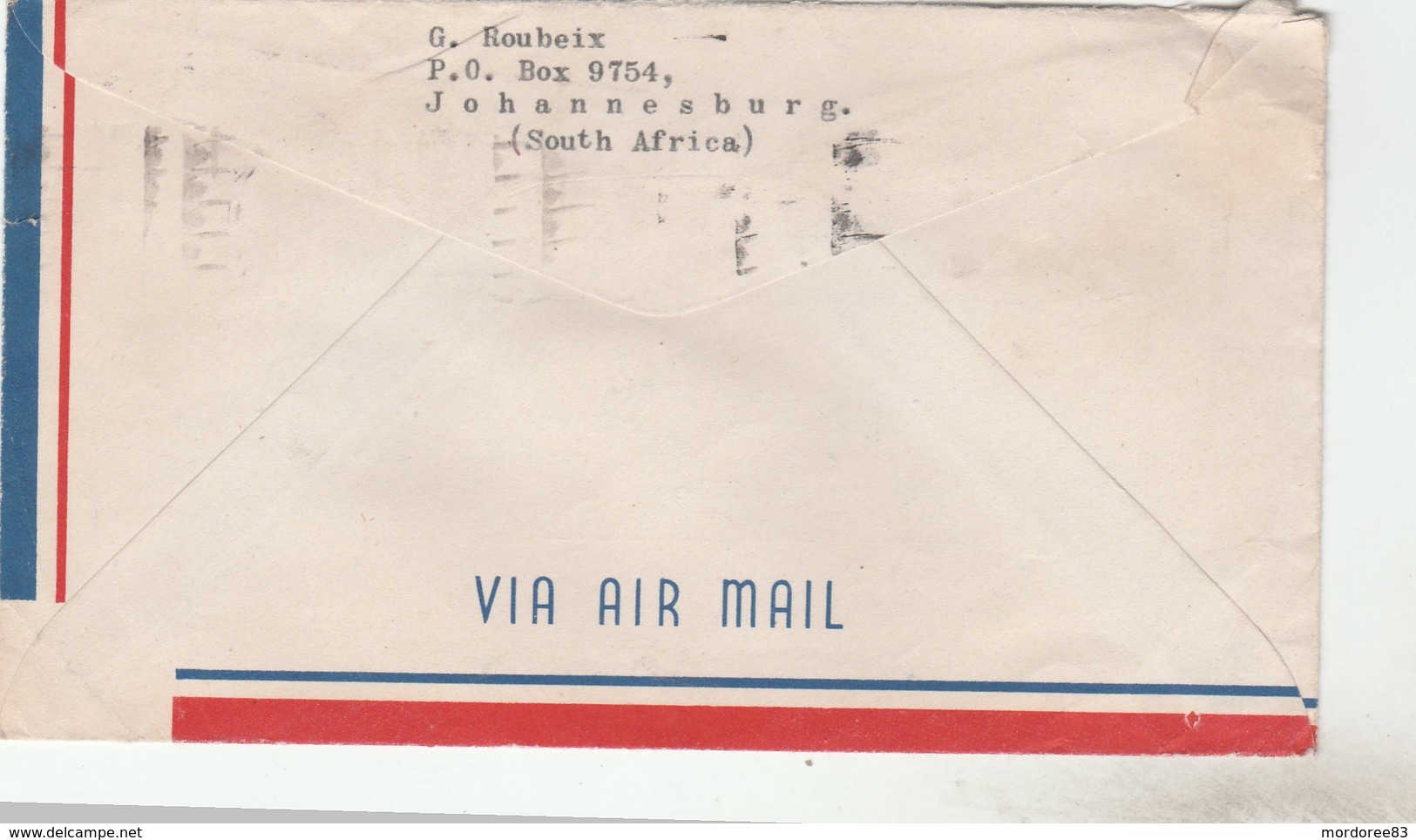 COVER JOHANNESBURG 13/2/68 POUR FRANCE PARIS -                                    TDA103A - Storia Postale