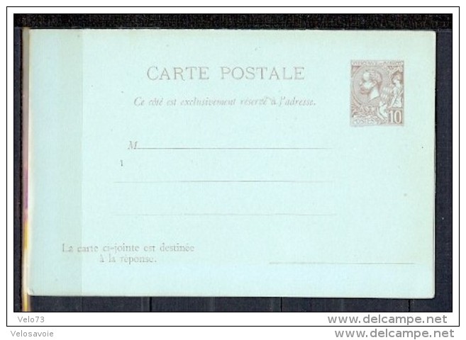 MONACO ENTIER N° 8 CARTE POSTALE REPONSE PAYEE 10c NEUVE - Postwaardestukken