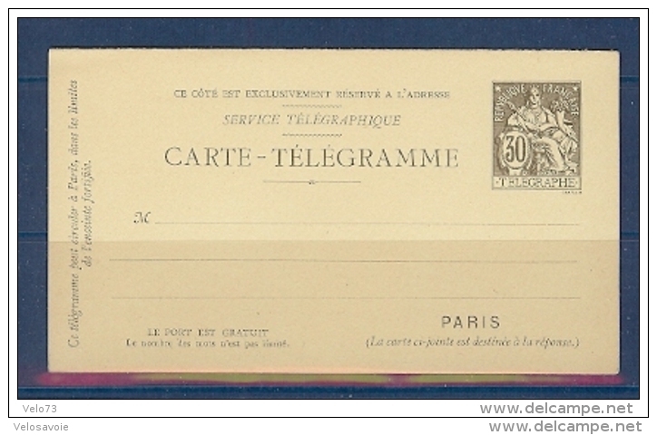 CARTE TELEGRAMME TYPE CHAPLAIN 30c NOIR N° 2512 AVEC REPONSE PAYEE NEUVE - Pneumatici