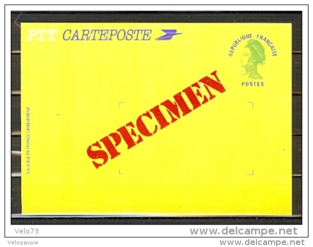 CARTE TYPE LIBERTE GANDON VERT SURCHARGEE SPECIMEN  VENDUE EN ISERE EN 1984 NEUVE - Autres & Non Classés