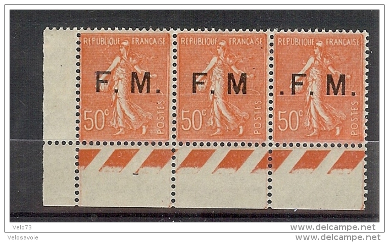 FM 6 + 6a+ 6b SE TENANT COIN DE FEUILLE ** - Timbres De Franchise Militaire