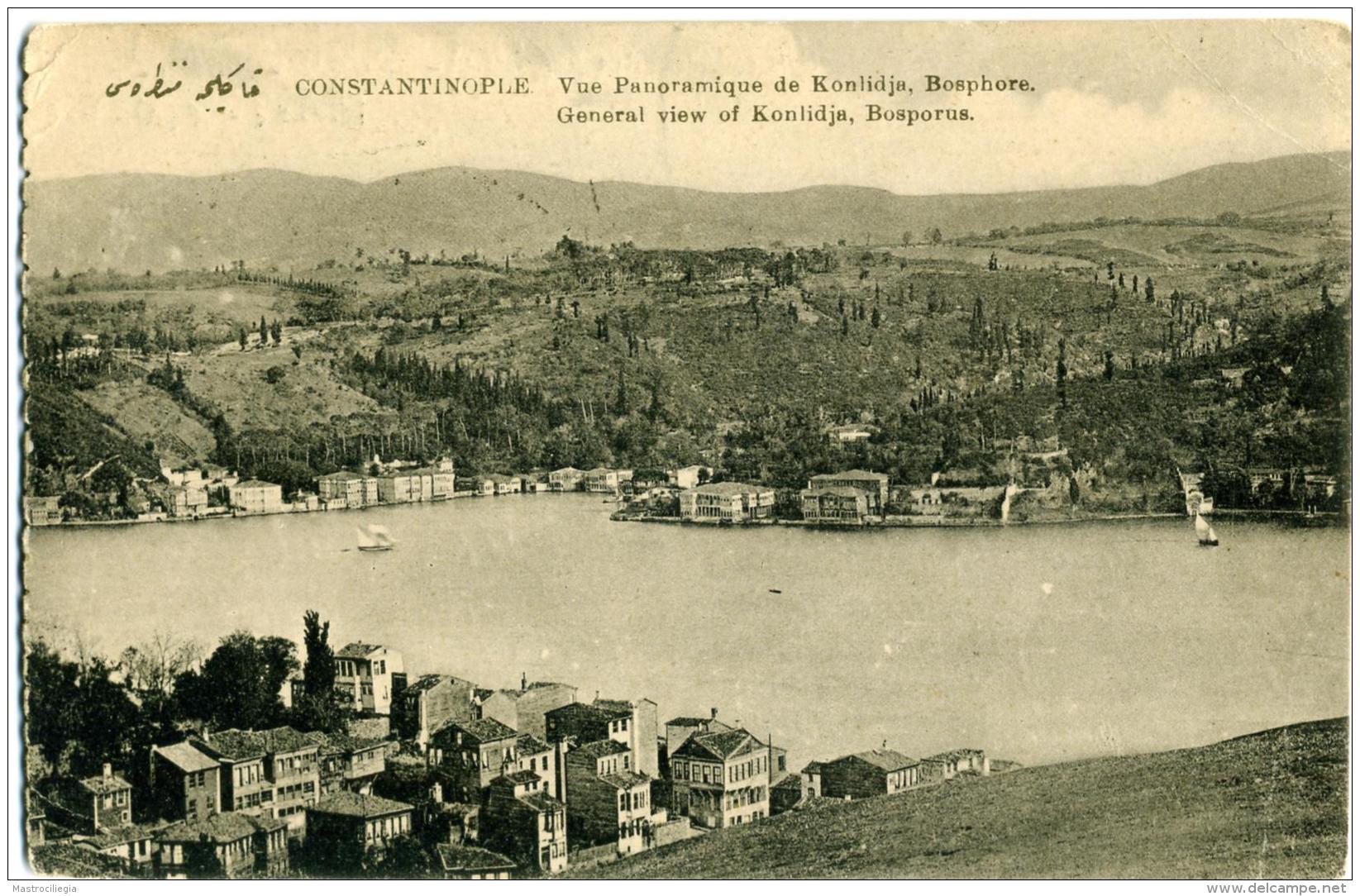 TURKYE  TURKIYE  TURCHIA  CONSTANTINOPLE  Vue Panoramique De Konlidja  Bosphore  Franchise Postale Militaire - Turchia