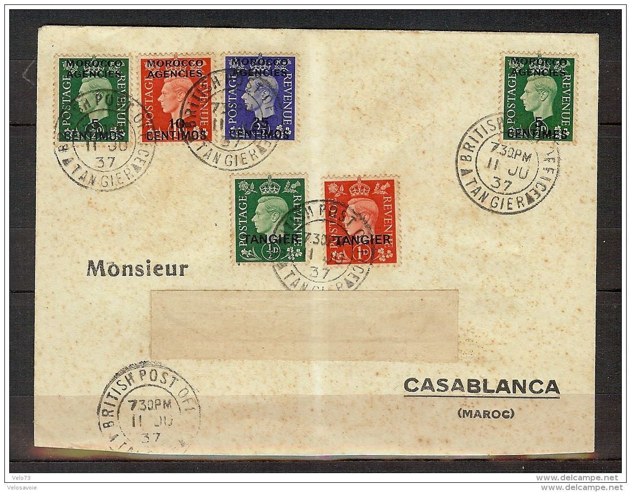 LETTRE DU BRITISH POST OFFICE DE TANGER DE 1937 - Bureaux Au Maroc / Tanger (...-1958)