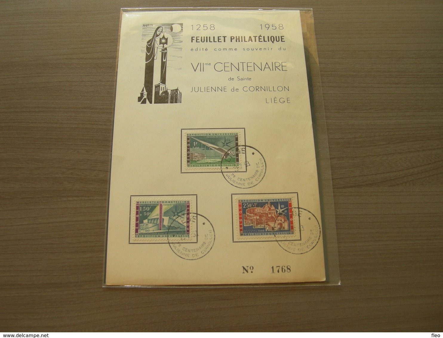 BELG.1958 7e CENTENAIRE DE SAINTE JULIENNE DE CORNILLON LIEGE - 1951-1960