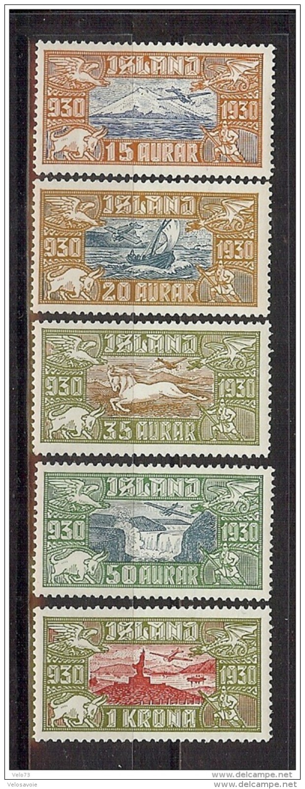 ISLANDE PA 4/8 VUES DIVERSES CHARNIERES LEGERES TTB * - Poste Aérienne