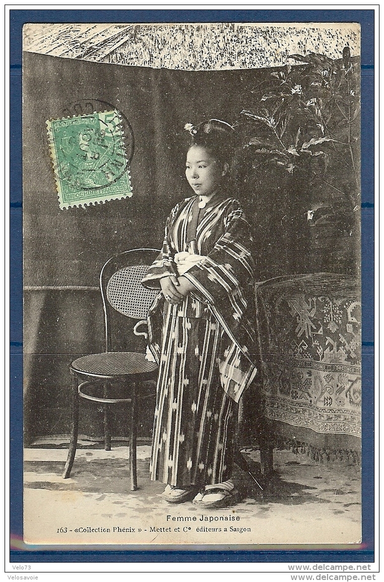 CARTE POSTALE FEMME JAPONAISE OBLITEREE DE TRAVINH DE 1910 TTB - Cartas & Documentos