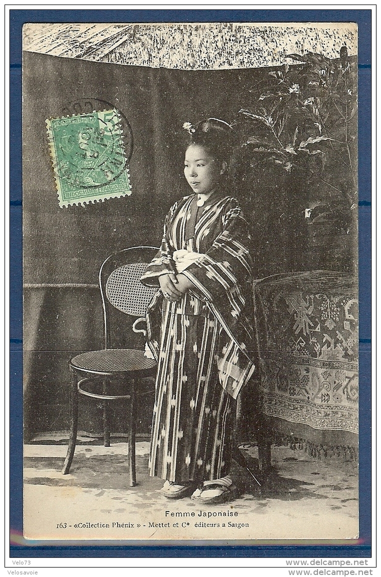 CARTE POSTALE FEMME JAPONAISE OBLITEREE DE TRAVINH DE 1910 TTB - Covers & Documents