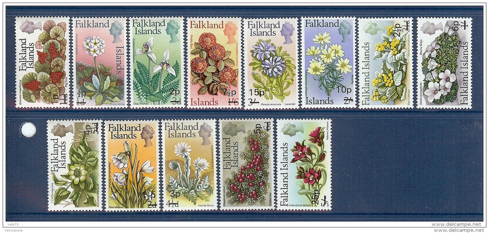 FALKLAND N° 191/203 SERIE FLEURS SURCHARGEES ** - Falkland Islands