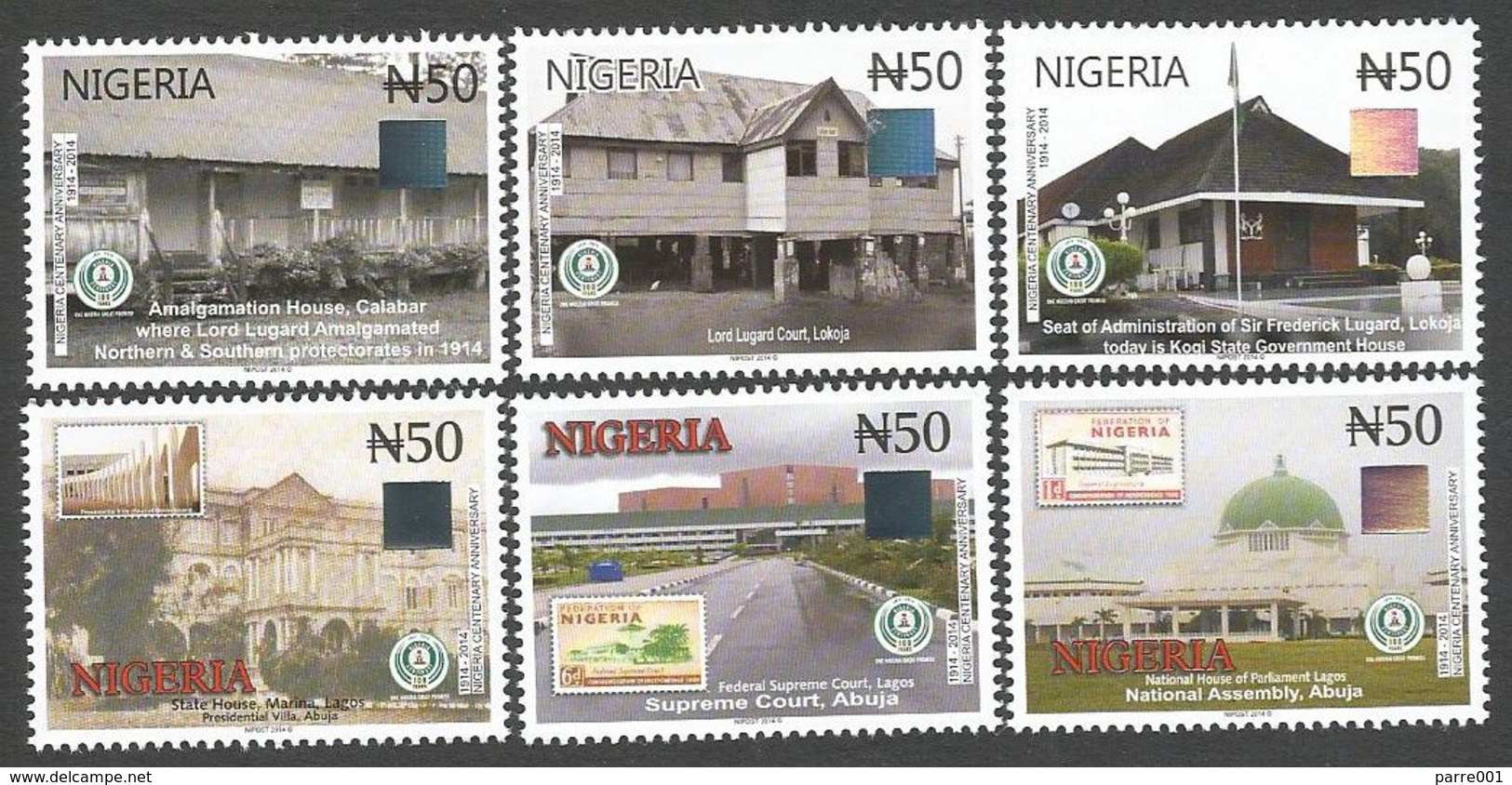 Nigeria 2016 Centenary State Buildings Court Architecture Hologram Set Mint - Nigeria (1961-...)