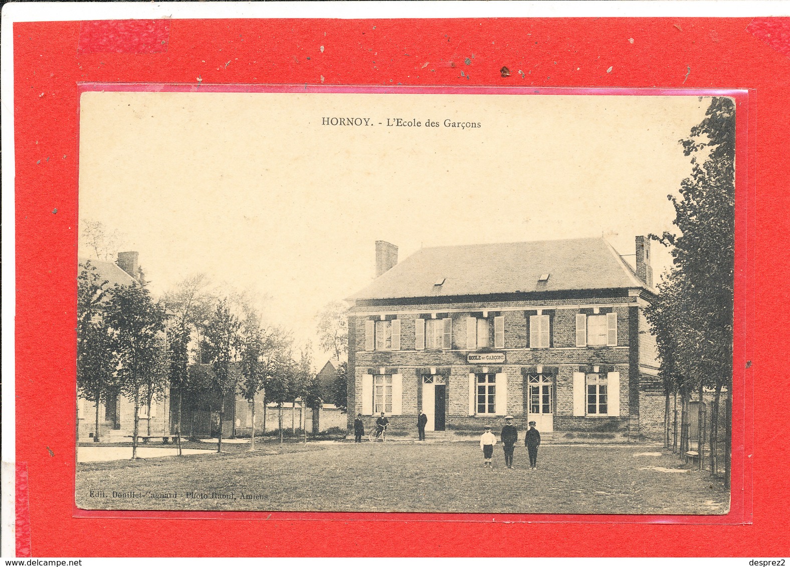 80 HORNOY Ler BOURG Cpa Animée L Ecole Des Garçons    Edit Douillet Camard - Hornoy Le Bourg