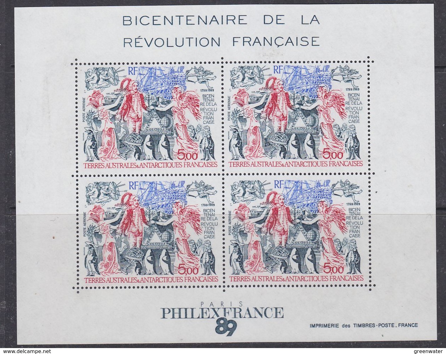 TAAF 1989 French Revolution / Revolution Francaise M/s ** Mnh (39637) - Blokken & Velletjes